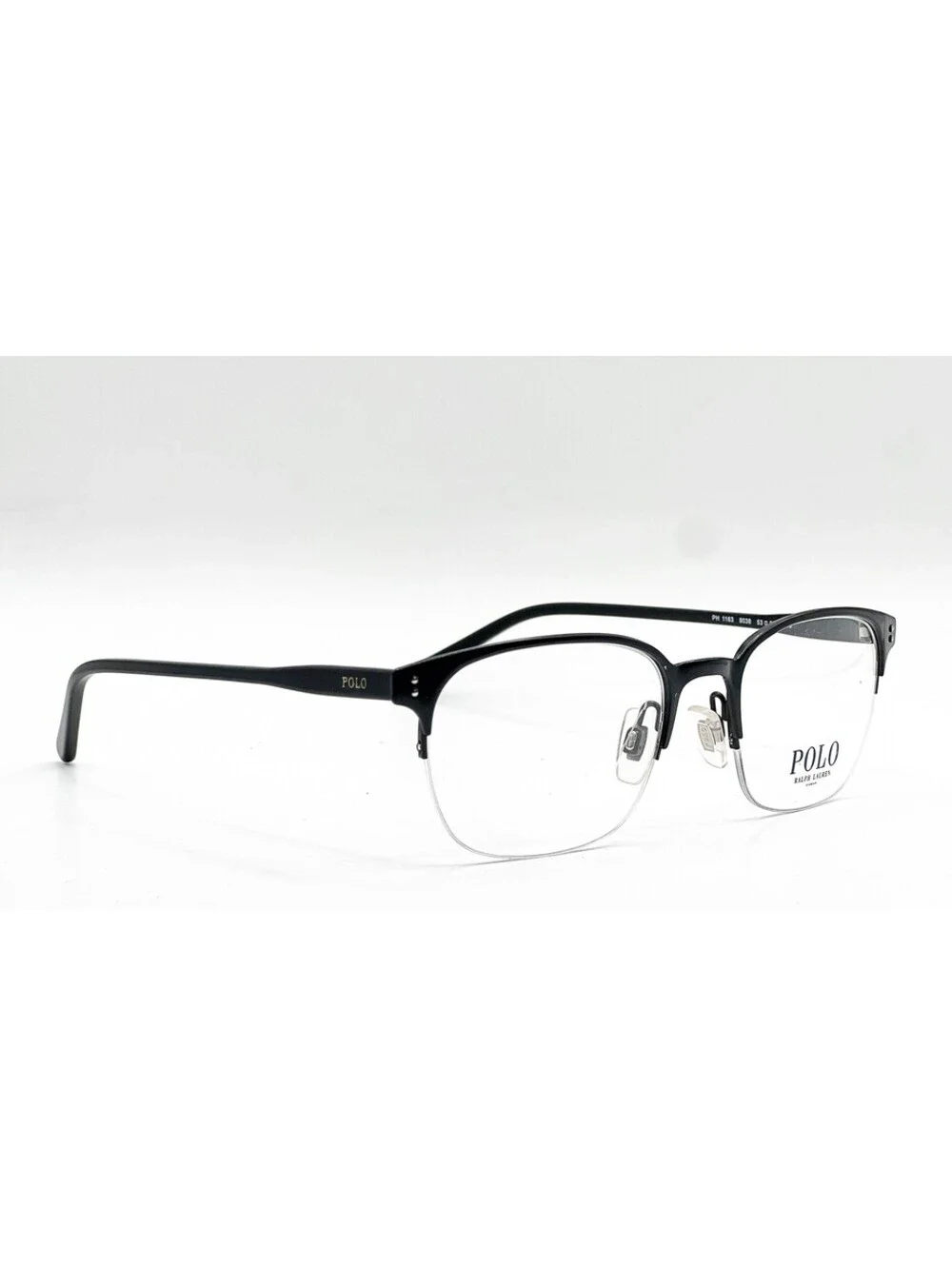 Polo Ralph Lauren PH 1163 9038 Matte Black Rectangle Eyeglass Frames 53-20-145